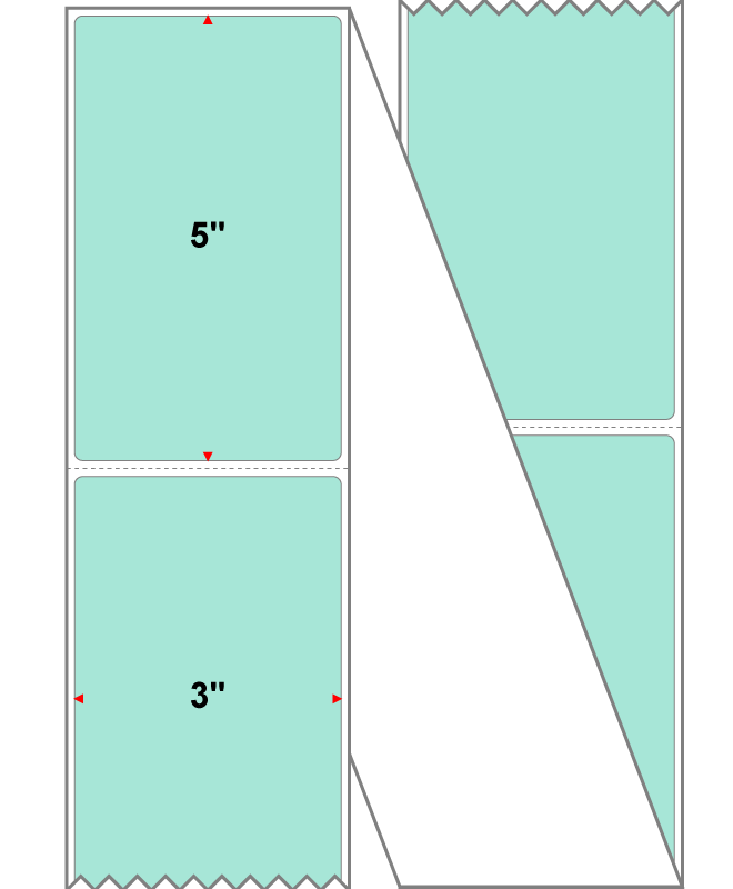 Fanfolded - 3 X 5 Premium Paper Direct Thermal Label - PMS 331 Light (Mint) Green 331 - Permanent