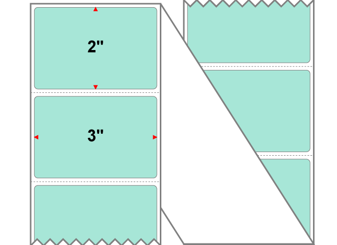 Fanfolded - 3 X 2 Premium Paper Thermal Transfer Label - PMS 331 Light (Mint) Green 331 - Permanent