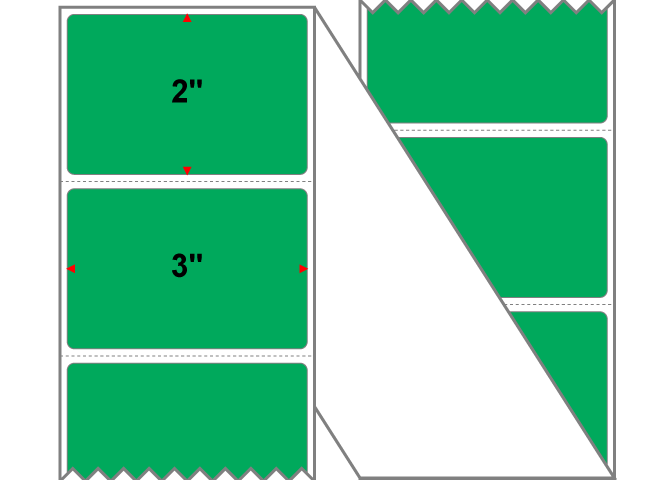 Fanfolded - 3 X 2 Premium Paper Direct Thermal Label - PMS 354 Green 354 - Permanent