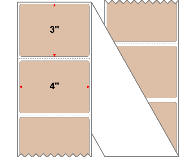 Fanfolded - 4 X 3 Premium Paper Direct Thermal Label - PMS 4675 Tan 4675 - Permanent