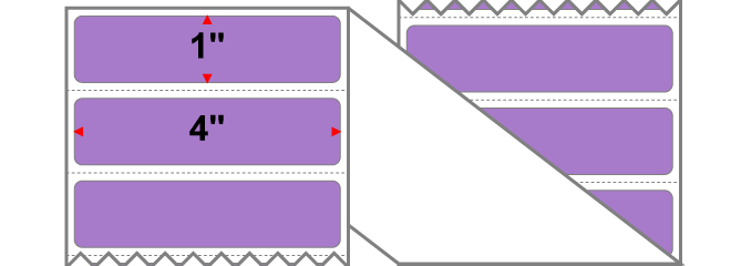 Fanfolded - 4 X 1 Premium Paper Thermal Transfer Label - PMS 2577 Light Violet 2577 - Permanent