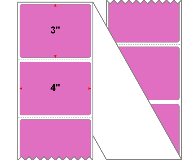 Fanfolded - 4 X 3 Premium Paper Direct Thermal Label - PMS 2385 Purple/Red 2385 - Permanent