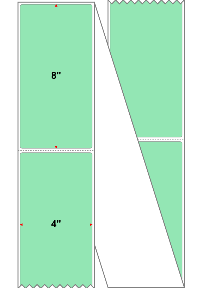Fanfolded - 4 X 8 Premium Paper Direct Thermal Label - PMS 351 Light Green 351 - Permanent