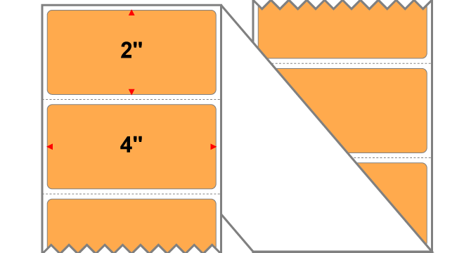 Fanfolded - 4 X 2 Premium Paper Thermal Transfer Label - Fluorescent Orange 804 - Permanent