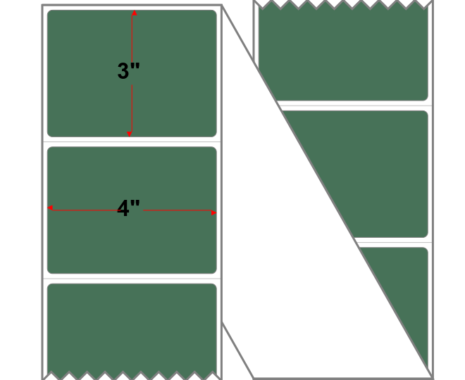 Fanfolded - 4 X 3 Premium Paper Direct Thermal Label - PMS 349 Forest Green 349 - Permanent