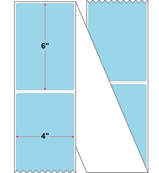 Fanfolded - 4 X 6 Premium Paper Thermal Transfer Label - Light Blue 2975 - Permanent