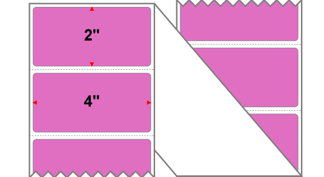 Fanfolded - 4 X 2 Premium Paper Direct Thermal Label - PMS 2385 Purple/Red 2385 - Permanent