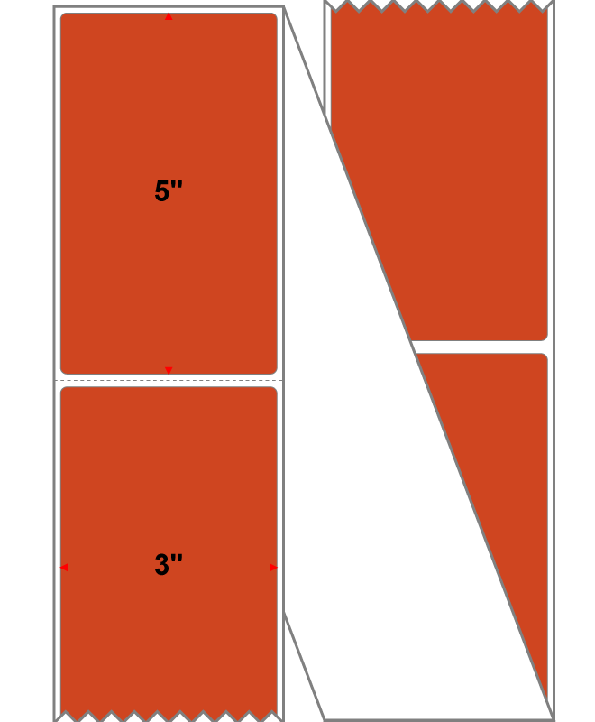 Fanfolded - 3 X 5 Premium Paper Direct Thermal Label - PMS 173 Dark Orange 173 - Permanent