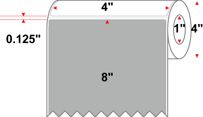 4 X 8 Premium Paper Thermal Transfer Label - Perforated - PMS Cool Gray 5 (Medium) Gray 5 - 4" Roll - Permanent