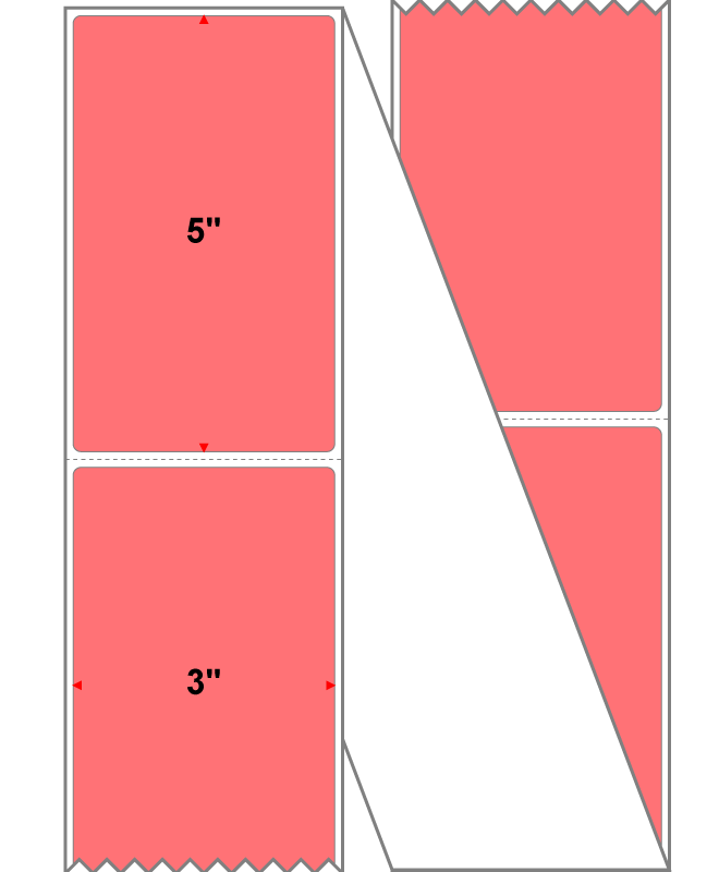 Fanfolded - 3 X 5 Premium Paper Thermal Transfer Label - Fluorescent Red 805 - Permanent