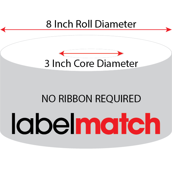 3 X 2 Premium Paper Direct Thermal Label - Perforated - PMS 115 Yellow/Orange 115 - 8" Roll - Permanent