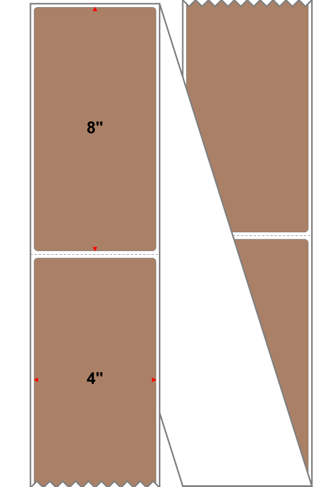 Fanfolded - 4 X 8 Premium Paper Direct Thermal Label - PMS 479 Brown 479 - Permanent