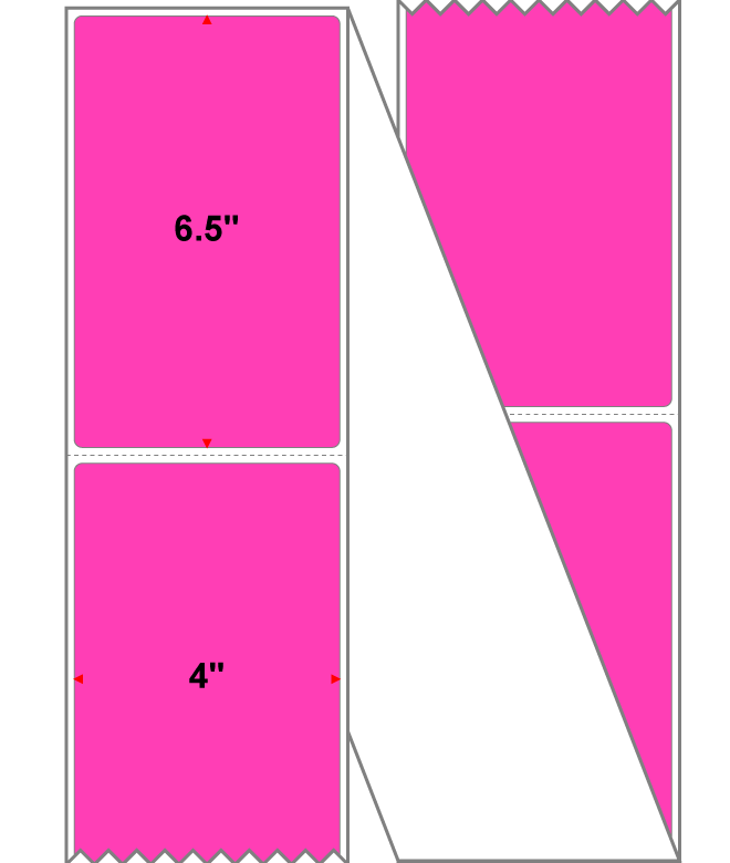 Fanfolded - 4 X 6.5 Premium Paper Thermal Transfer Label - Fluorescent Pink 806 - Permanent