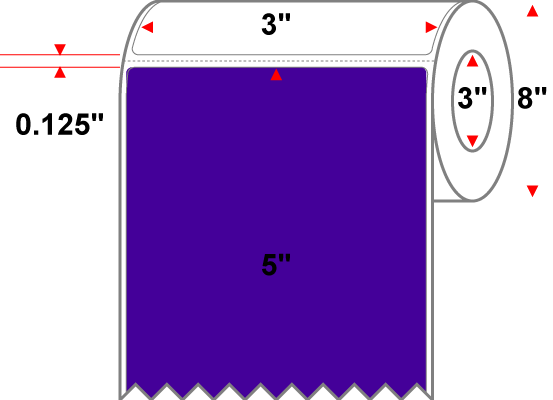 3 X 5 Premium Paper Direct Thermal Label - Perforated - Pantone Violet (Dark) Pantone Violet (Dark) - 8" Roll - Permanent