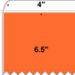 4 X 6.5 Premium Paper Thermal Transfer Label - Perforated - PMS 021 Orange 21 - 8" Roll - Permanent