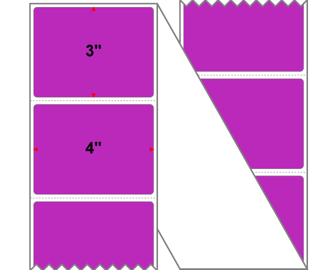 Fanfolded - 4 X 3 Premium Paper Direct Thermal Label - Pantone Purple Pantone Purple - Permanent