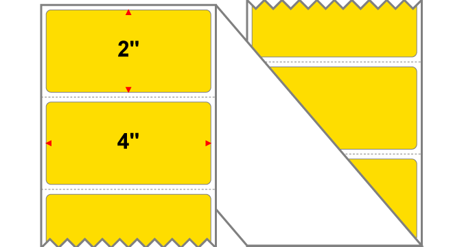 Fanfolded - 4 X 2 Premium Paper Thermal Transfer Label - Pantone Yellow Yellow - Permanent