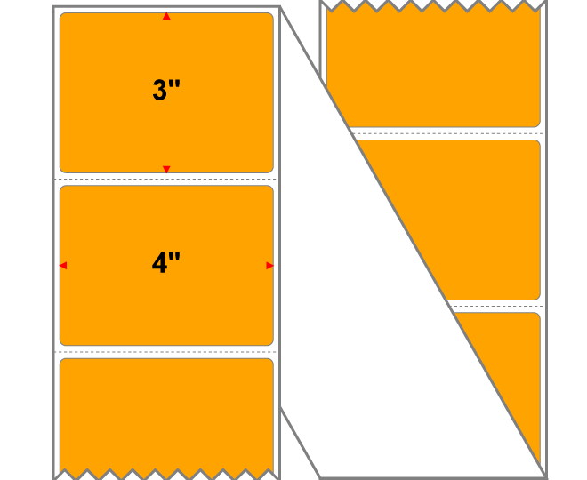 Fanfolded - 4 X 3 Premium Paper Thermal Transfer Label - PMS 135 Pastel Orange 135 - Permanent