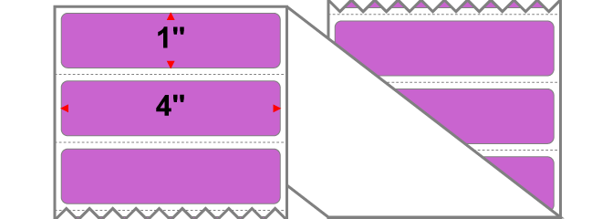 Fanfolded - 4 X 1 Premium Paper Direct Thermal Label - PMS 252 Light Purple 252 - Permanent