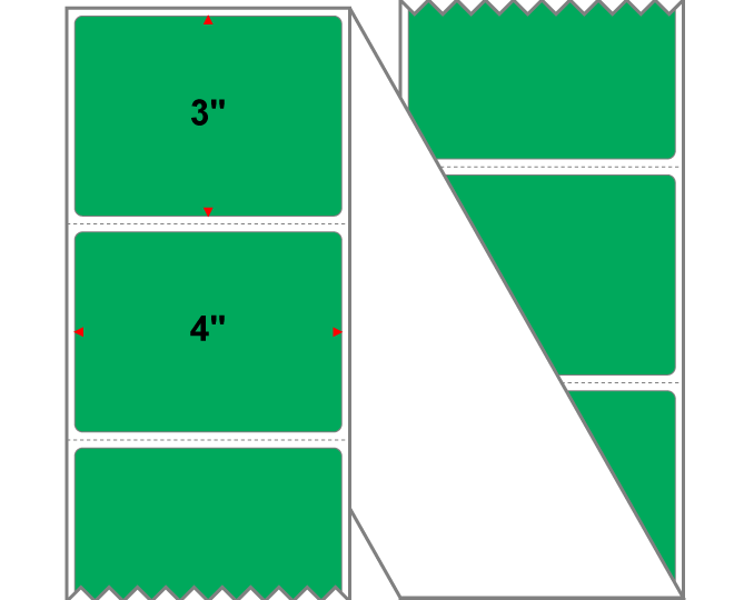 Fanfolded - 4 X 3 Premium Paper Thermal Transfer Label - PMS 354 Green 354 - Permanent