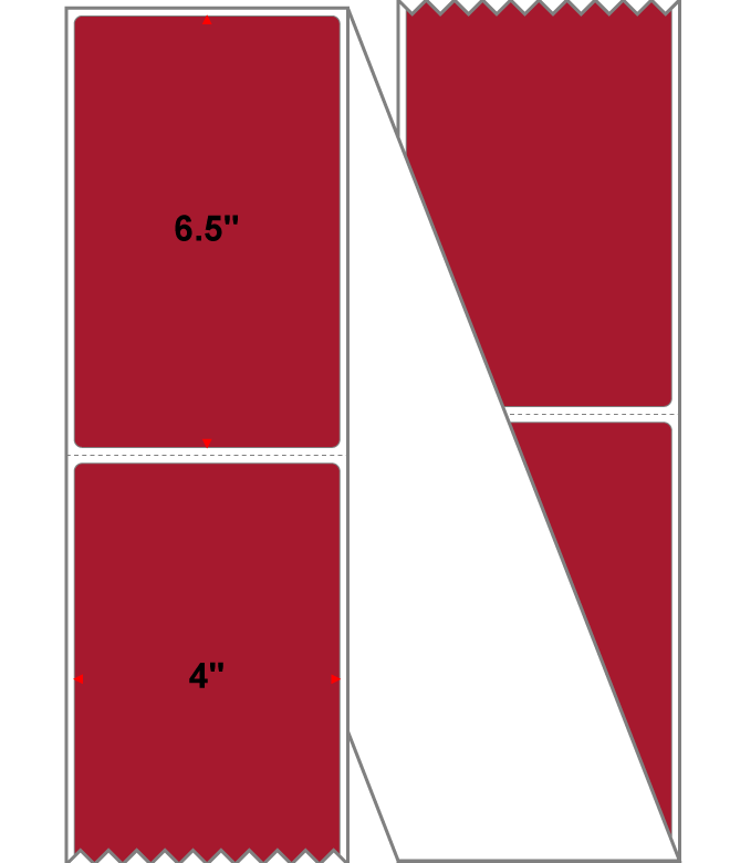 Fanfolded - 4 X 6.5 Premium Paper Thermal Transfer Label - PMS 187 Dark Red 187 - Permanent