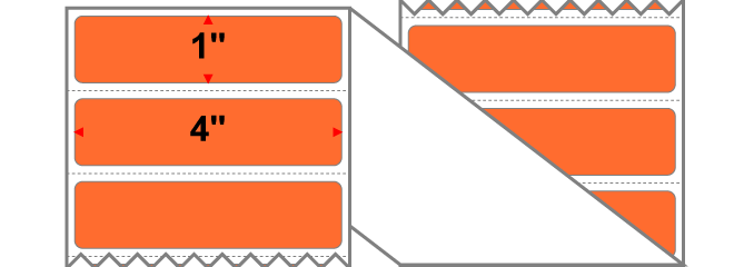 Fanfolded - 4 X 1 Premium Paper Thermal Transfer Label - PMS 021 Orange 21 - Permanent