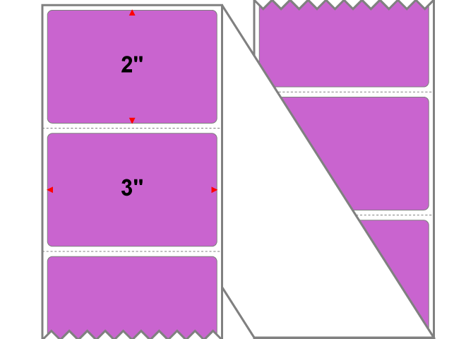 Fanfolded - 3 X 2 Premium Paper Direct Thermal Label - PMS 252 Light Purple 252 - Permanent