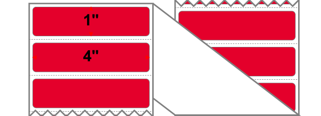Fanfolded - 4 X 1 Premium Paper Direct Thermal Label - PMS 185 Red 185 - Permanent