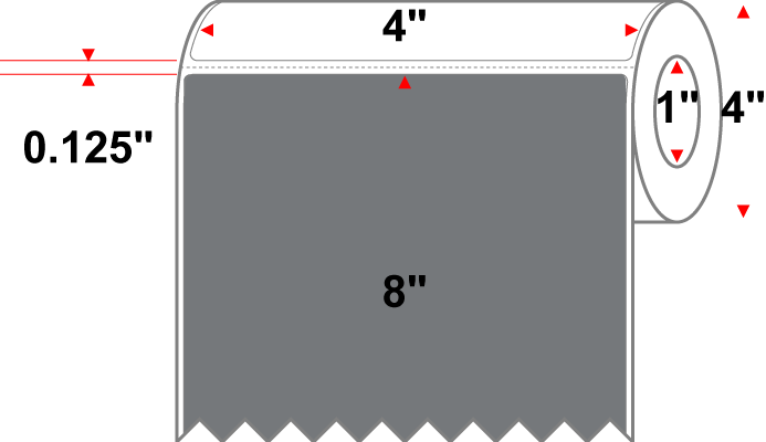4 X 8 Premium Paper Thermal Transfer Label - Perforated - PMS Cool Gray 9 (Very Dark) Gray 9 - 4" Roll - Permanent