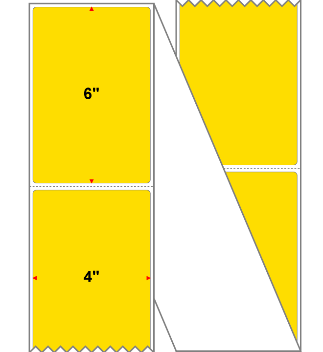 Fanfolded - 4 X 6 Premium Paper Direct Thermal Label - Pantone Yellow Yellow - Permanent