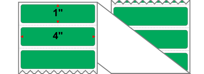 Fanfolded - 4 X 1 Premium Paper Thermal Transfer Label - PMS 354 Green 354 - Permanent