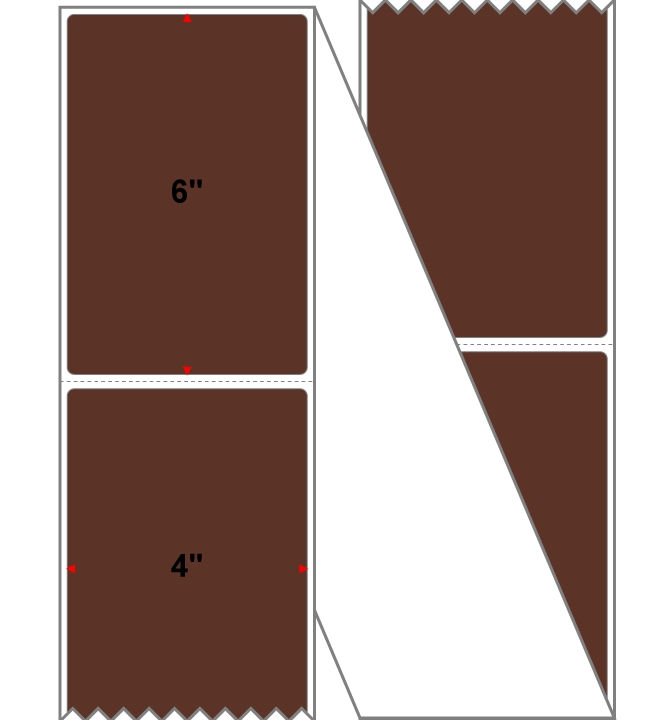 Fanfolded - 4 X 6 Premium Paper Direct Thermal Label - PMS 4695 Dark Brown 4695 - Permanent