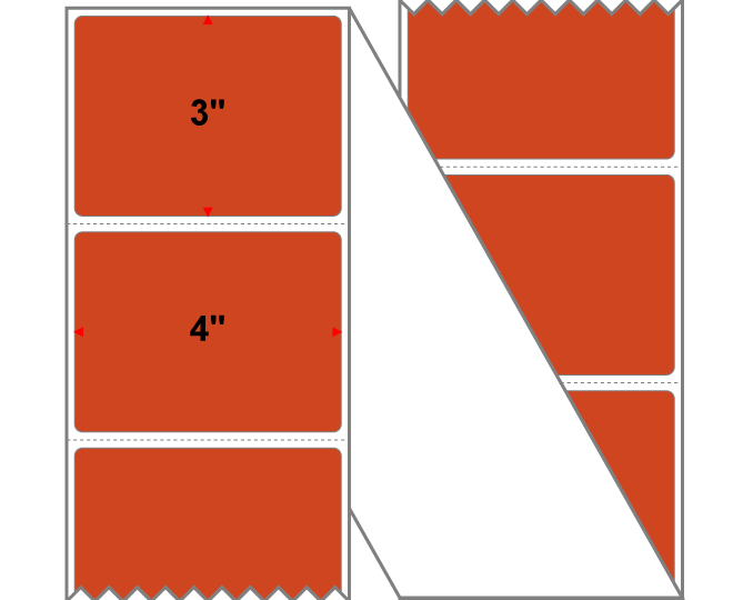 Fanfolded - 4 X 3 Premium Paper Direct Thermal Label - PMS 173 Dark Orange 173 - Permanent