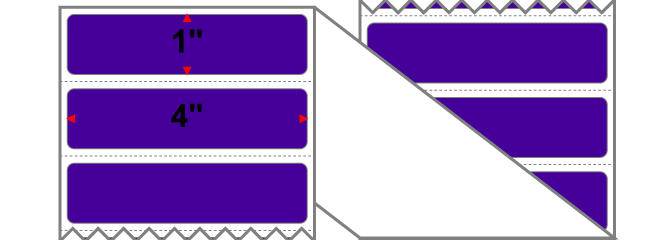 Fanfolded - 4 X 1 Premium Paper Thermal Transfer Label - Pantone Violet (Dark) Pantone Violet (Dark) - Permanent