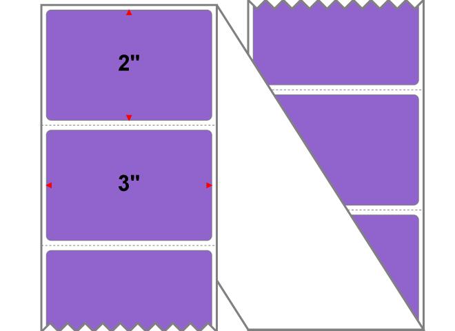 Fanfolded - 3 X 2 Premium Paper Direct Thermal Label - PMS 265 Medium Violet 265 - Permanent