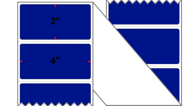 Fanfolded - 4 X 2 Premium Paper Direct Thermal Label - PMS Reflex Blue Reflex Blue - Permanent