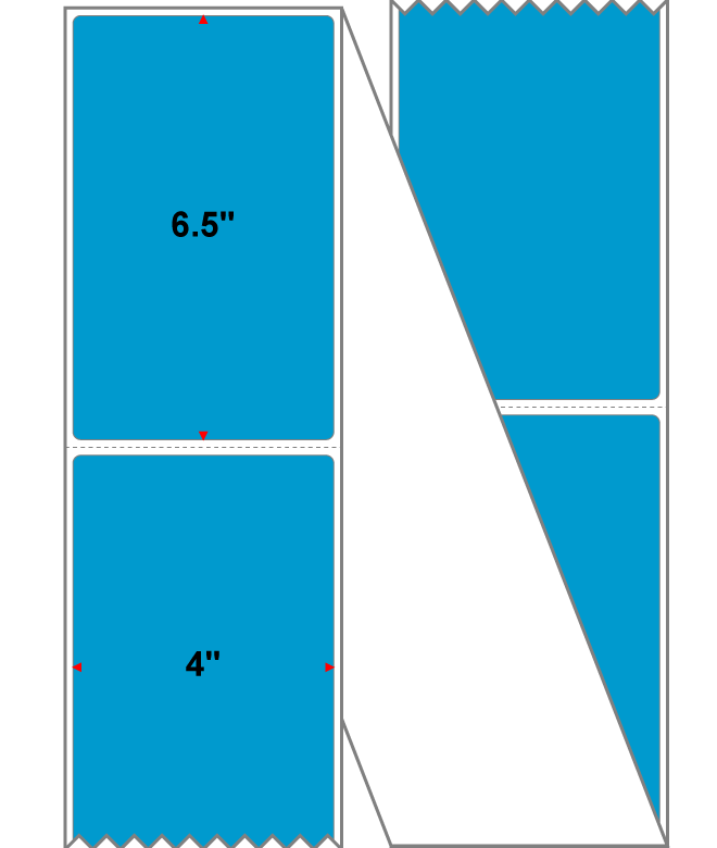 Fanfolded - 4 X 6.5 Premium Paper Thermal Transfer Label - Fluorescent Blue 801 - Permanent