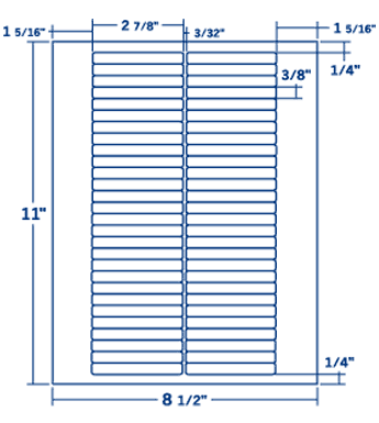 2.625" X .375" Laser/Inkjet Label-56 Per Sheet, 100 Sheets Per Pack, White, Permanent