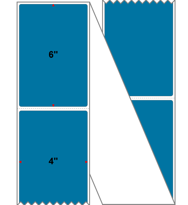 Fanfolded - 4 X 6 Premium Paper Direct Thermal Label - PMS 307 Dark Aqua 307 - Permanent