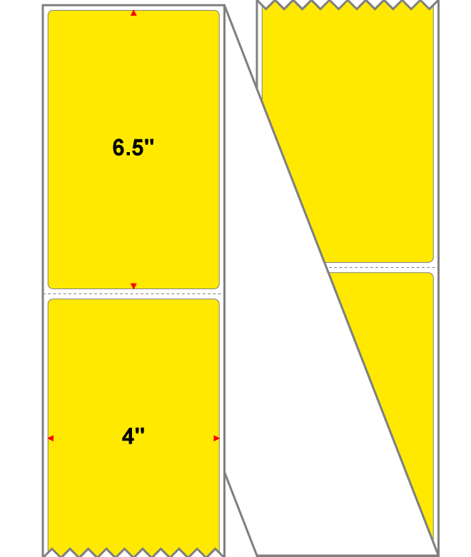 Fanfolded - 4 X 6.5 Premium Paper Thermal Transfer Label - Fluorescent Yellow 803 - Permanent