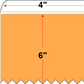 4 X 6 Economy Paper Direct Thermal Label - Perforated - FL Orange 804 - 8" Roll - Permanent