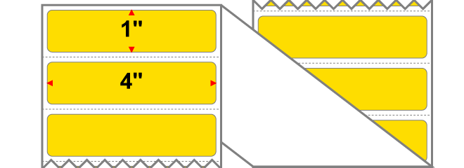 Fanfolded - 4 X 1 Premium Paper Thermal Transfer Label - Pantone Yellow Yellow - Permanent