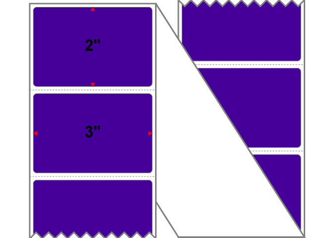 Fanfolded - 3 X 2 Premium Paper Thermal Transfer Label - Pantone Violet (Dark) Pantone Violet (Dark) - Permanent