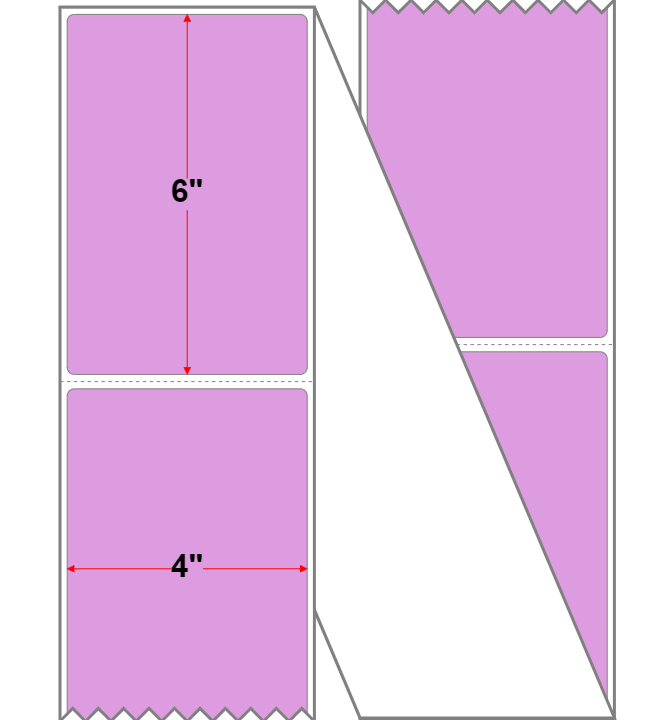 Fanfolded - 4 X 6 Premium Paper Thermal Transfer Label - Light Purple 251 - Permanent