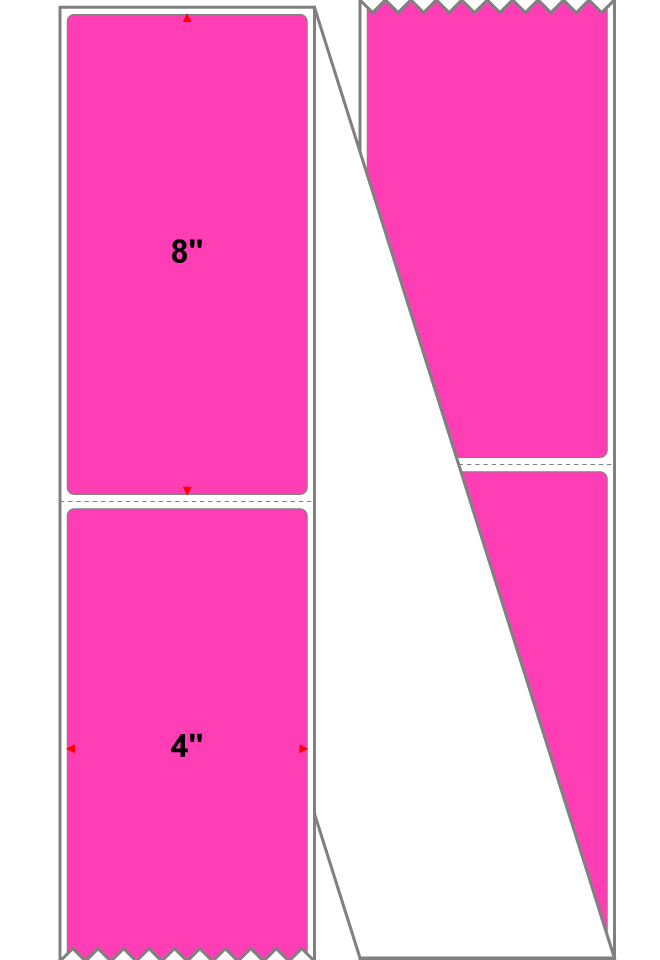 Fanfolded - 4 X 8 Premium Paper Thermal Transfer Label - Fluorescent Pink 806 - Permanent
