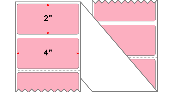 Fanfolded - 4 X 2 Premium Paper Thermal Transfer Label - PMS 1767 Pink 1767 - Permanent