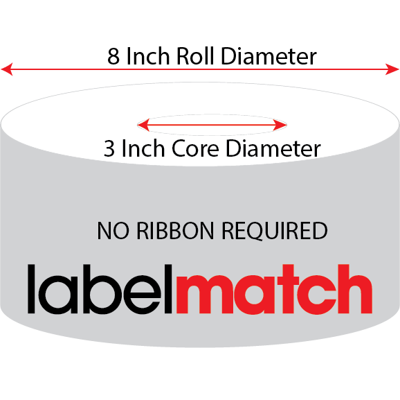 4 X 6 Economy Paper Direct Thermal Label - Perforated - FL Red 805 - 8" Roll - Permanent