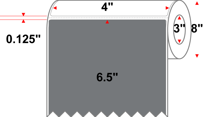 4 X 6.5 Premium Paper Thermal Transfer Label - Perforated - PMS Cool Gray 9 (Very Dark) Gray 9 - 8" Roll - Permanent