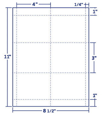 4" X 3" Laser/Inkjet Label-6 Per Sheet, 250 Sheets Per Pack, White, Permanent