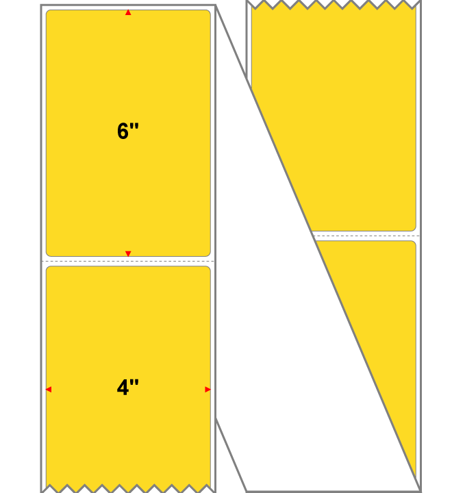 Fanfolded - 4 X 6 Premium Paper Thermal Transfer Label - PMS 115 Yellow/Orange 115 - Permanent